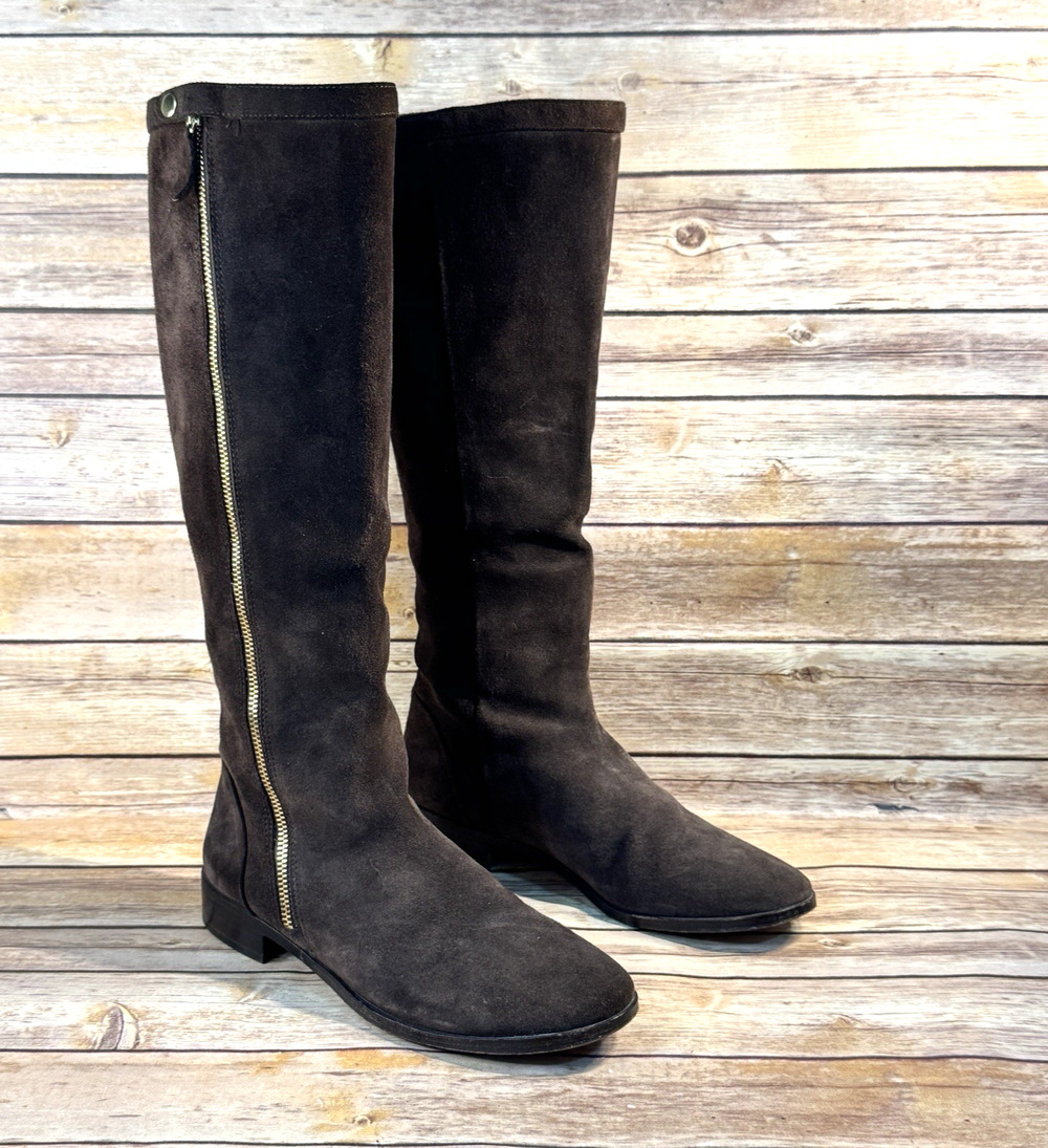 J. Crew Womens Dark Brown Suede Leather Harper Equestrian Riding Boots 9M